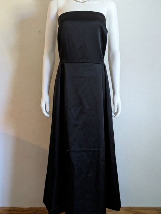 H&M Dresses & Skirts - H&M Black Satin-Finish Strapless Maxi Dress, Size XXL